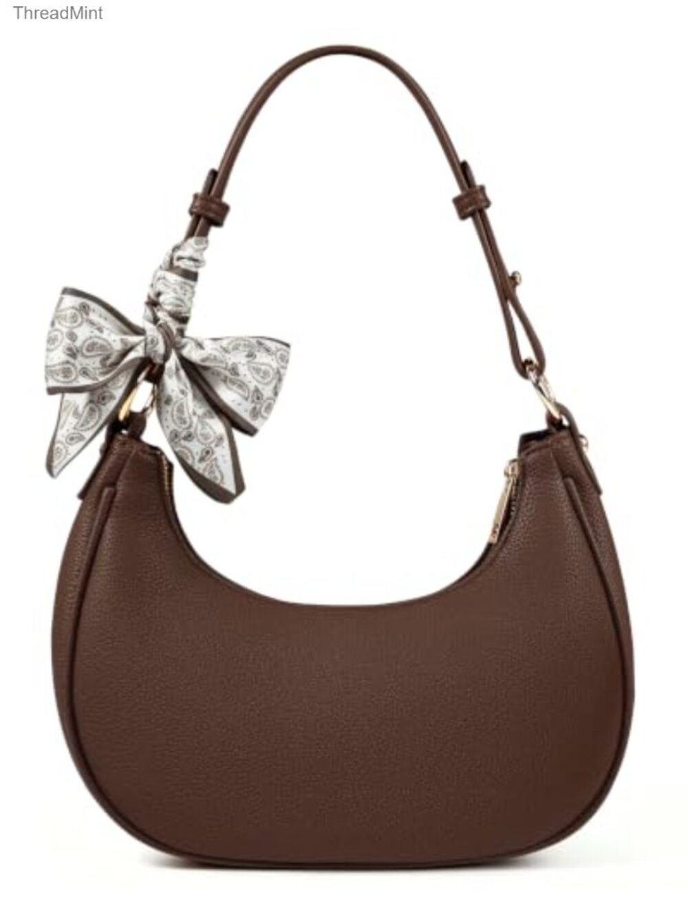 Faux Leather Shoulder Bag Women Underarm Purse Adjustable Strap Crescent Handbag